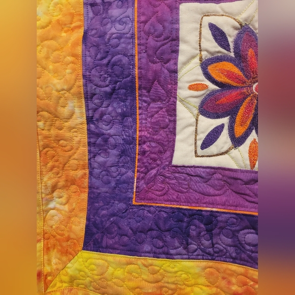 OOAK EUC 19 1/4 x 19 1/4 Colorful Wall Hanging Jewel Box Quilt Square By Artist - Picture 2 of 8